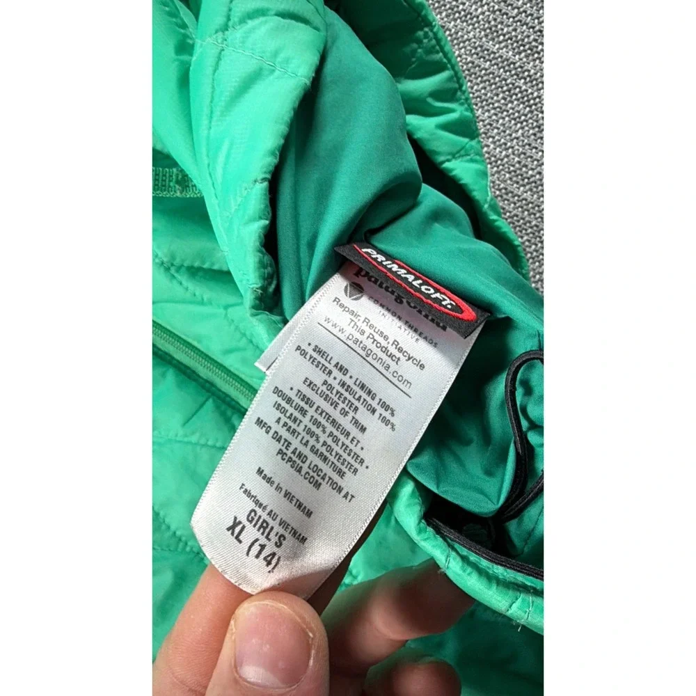 Patagonia Worn Wear Primaloft Insulation Nano Puff Jacket‎ Girls XL Green Logo